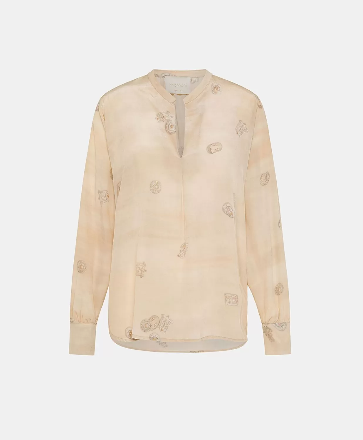 Momoni Chemisiers Et Chemises>Blouse Alisha En Crepe De Chine - Beige Multicolore