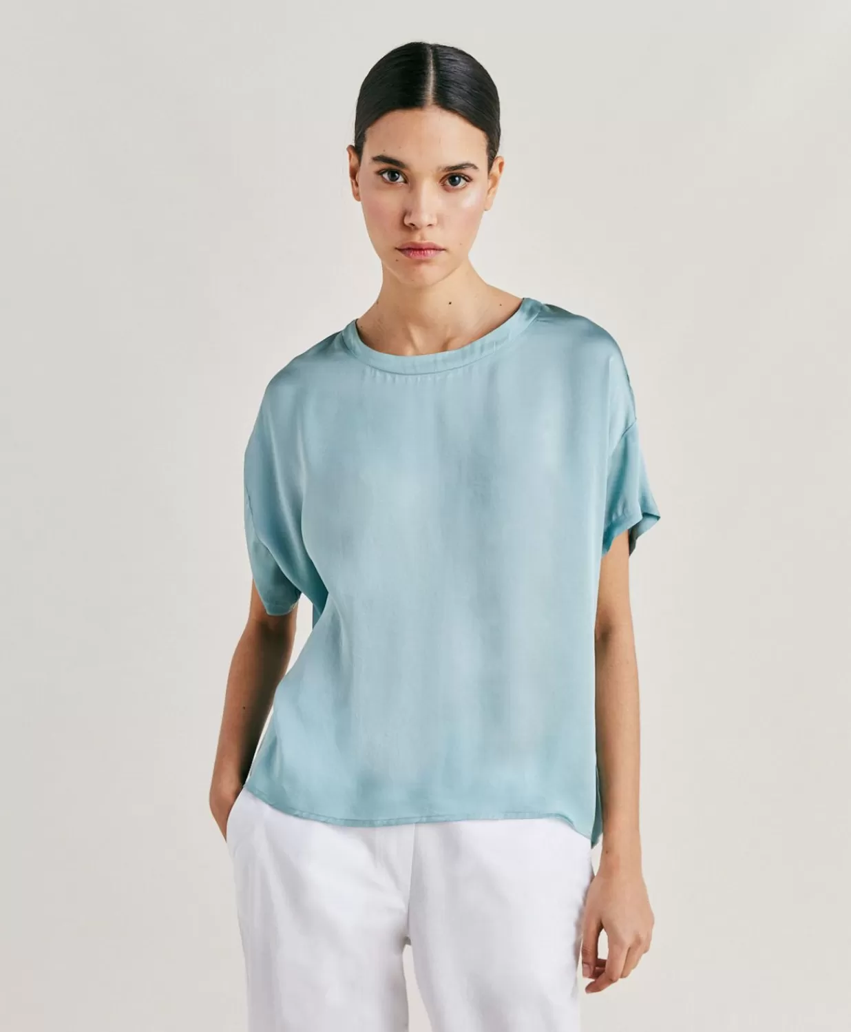 Momoni Chemisiers Et Chemises>Blouse Alonso En Soie Unie - Ceruleen