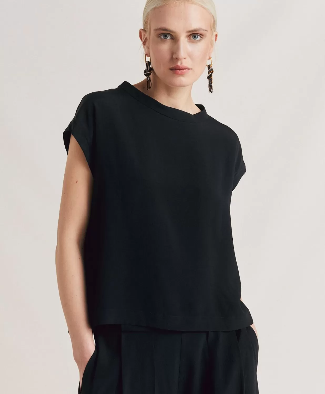 Momoni Chemisiers Et Chemises>Blouse En Acetate De Soie Curacao - Noir