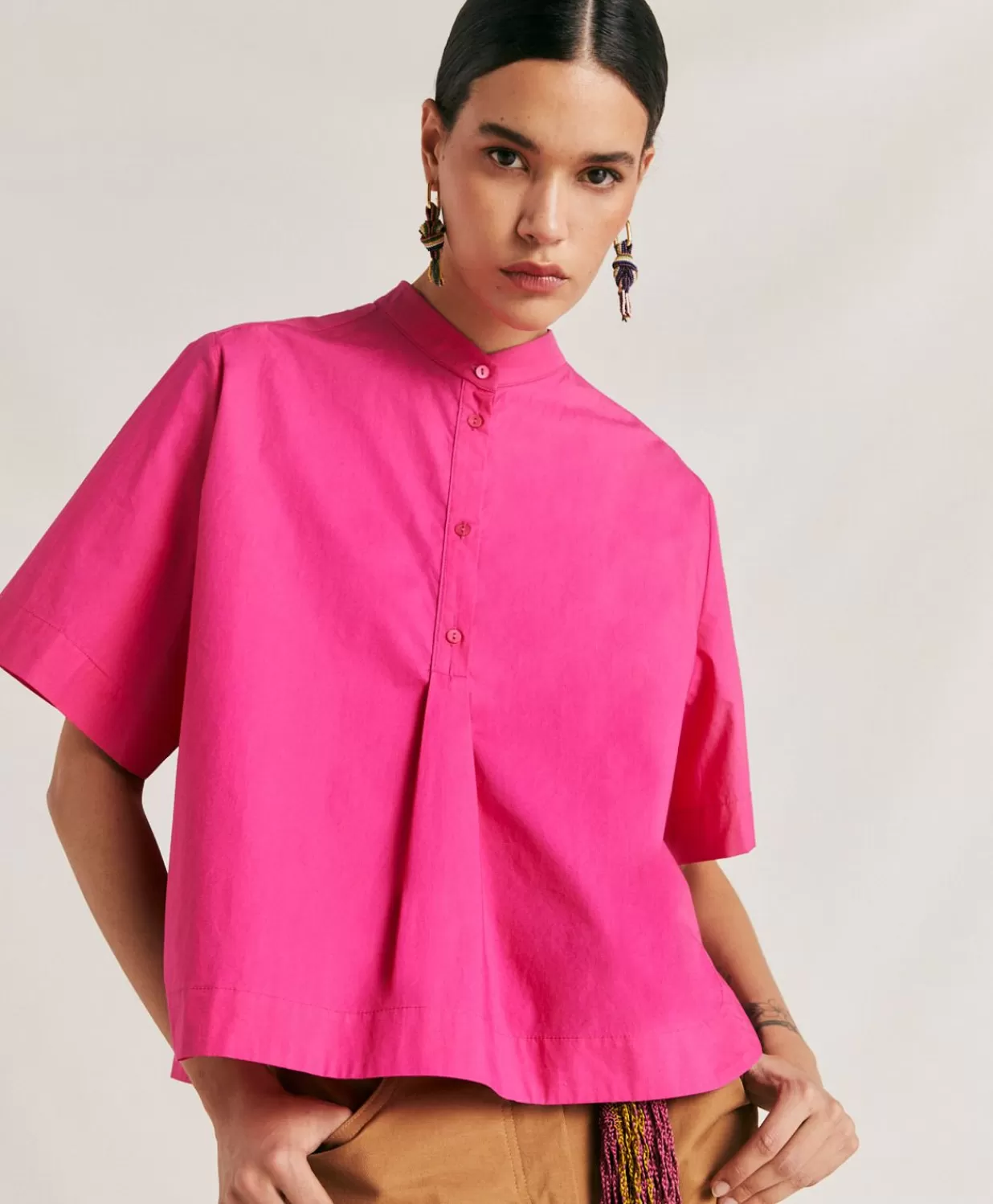 Momoni Chemisiers Et Chemises>Blouse En Popeline Mialli - Fuchsia