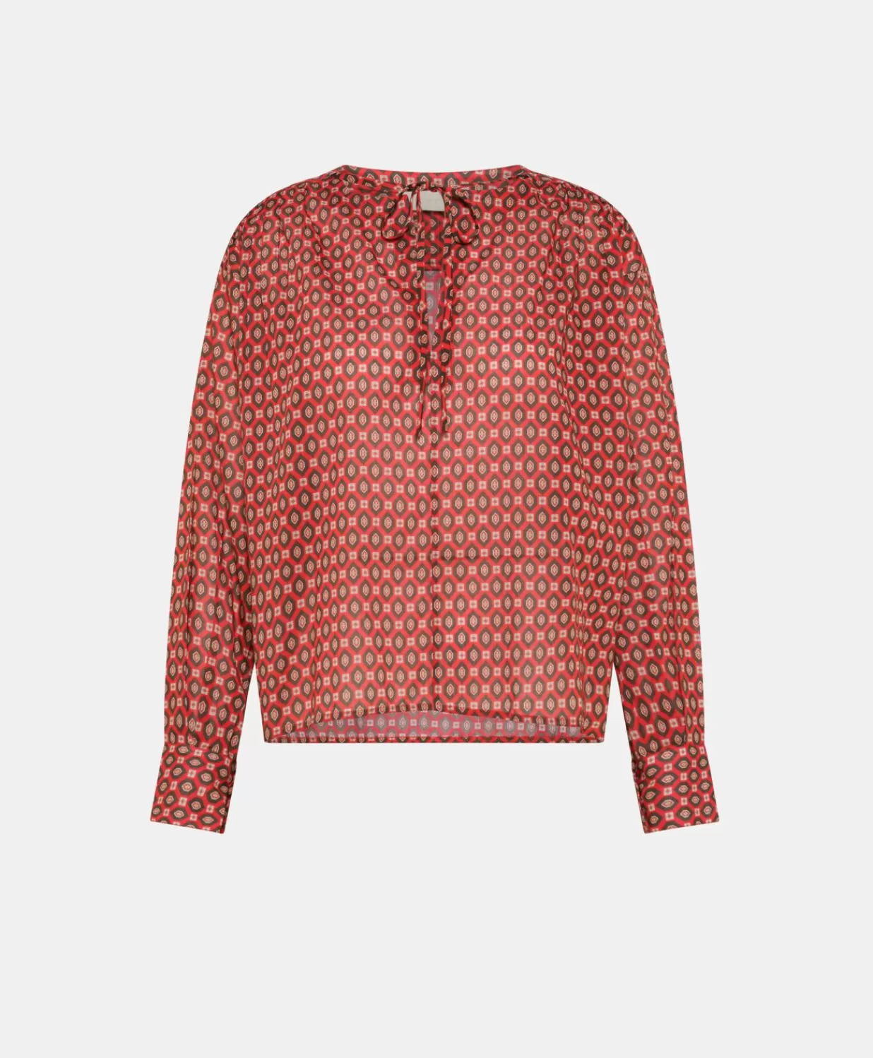 Momoni Chemisiers Et Chemises>Blouse Gypsophilia En Voile De Coton Imprime - Rouge