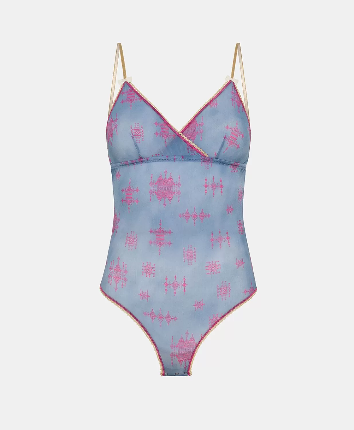 Momoni Bodys Et SurVêtements>Body En Nylon Imprime Tore - Bleutte/Fuchsia