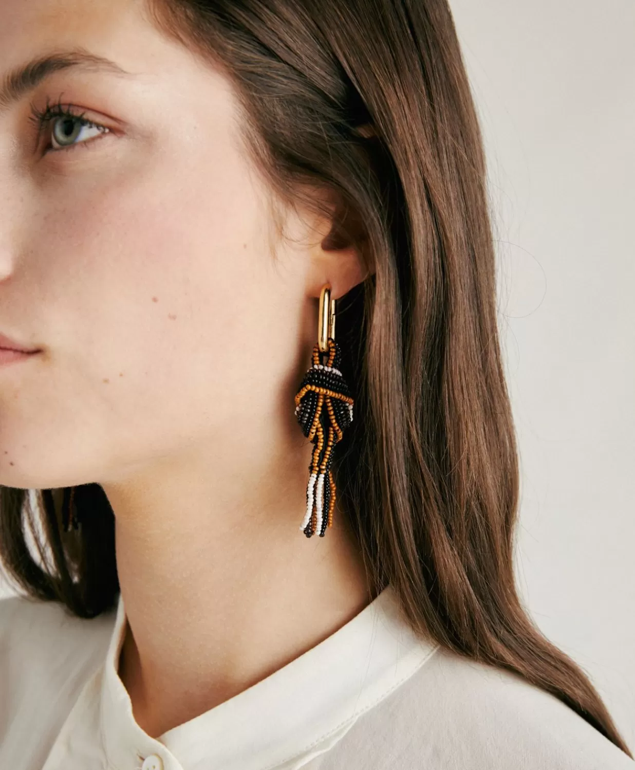Momoni Bijoux>Boucles D'Oreilles Nodu Avec Perles - Cacao Multicolore