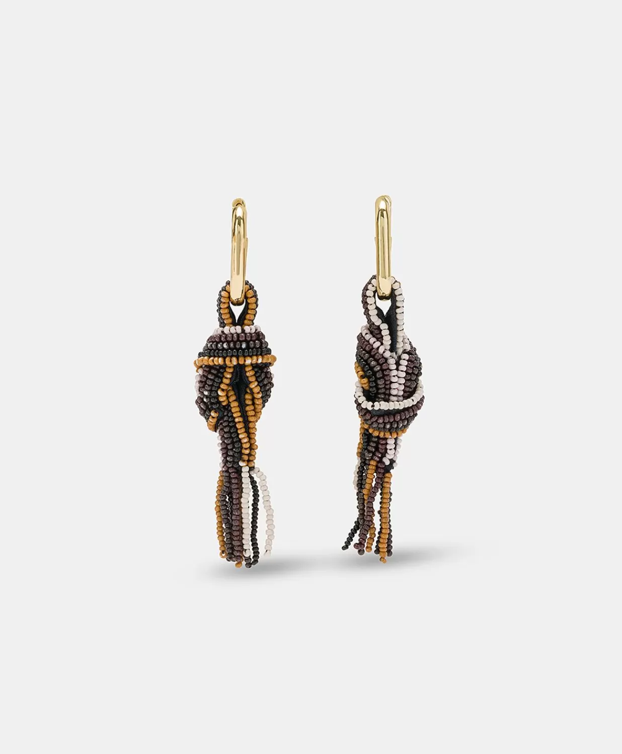 Momoni Bijoux>Boucles D'Oreilles Nodu Avec Perles - Cacao Multicolore