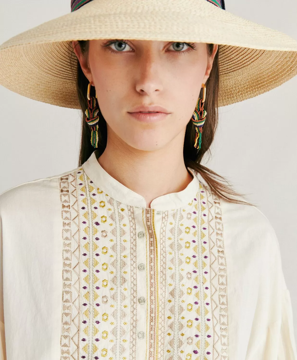 Momoni Bijoux>Boucles D'Oreilles Nodu Avec Perles - Vert/Multicolore