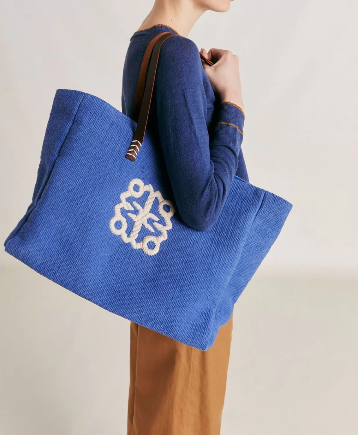 Momoni Sacs Et Pochettes>Cabas Paraguan En Toile Avec Broderie - Bluette