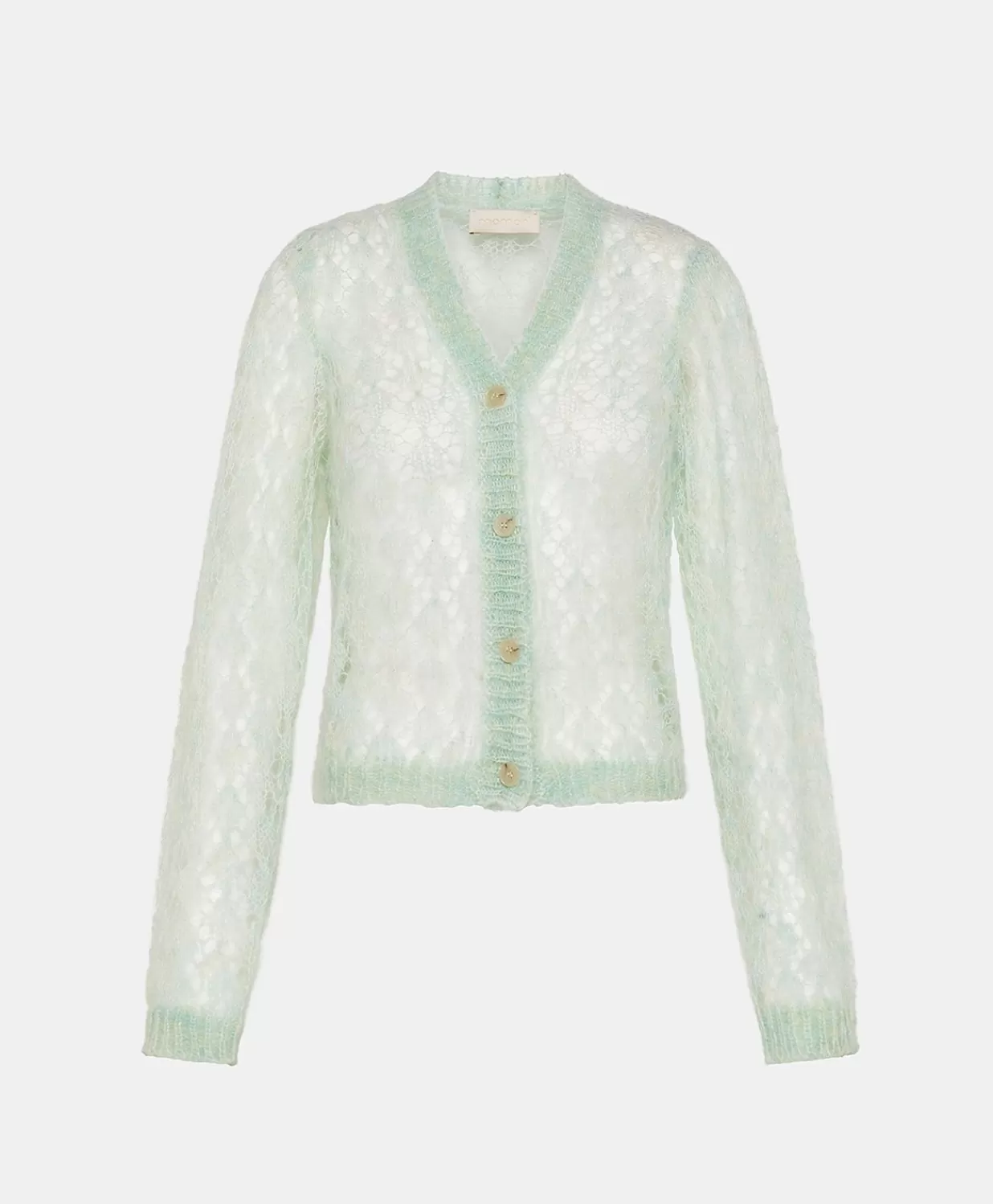 Momoni Tricots>Cardigan Altea En Mohair Doux - Turquoise