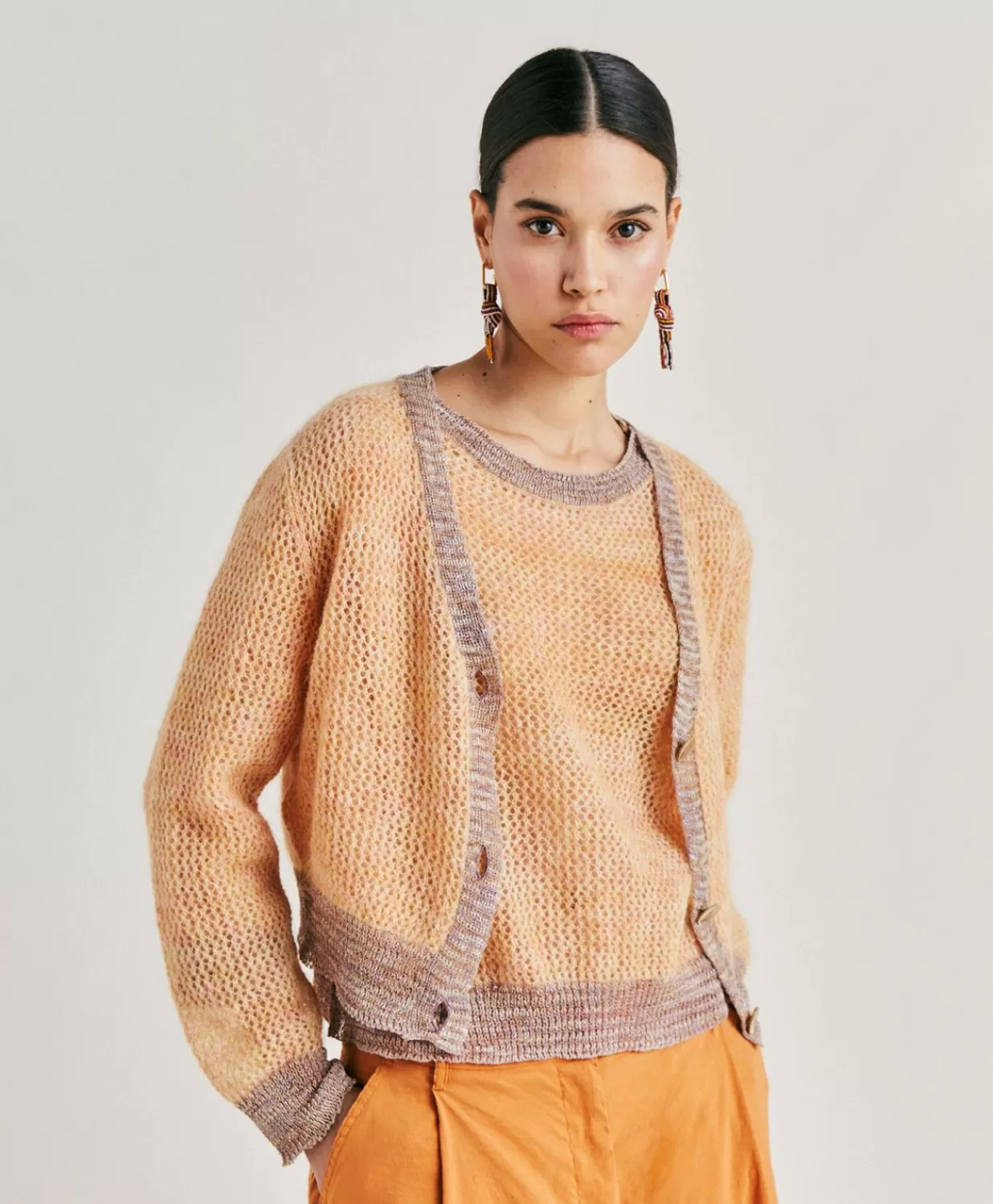 Momoni Tricots>Cardigan Dream En Mohair Doux - Orange