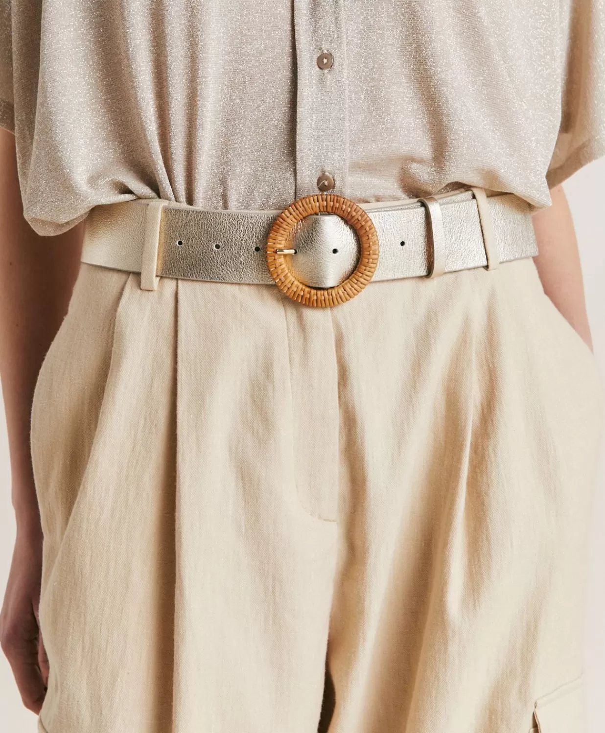 Momoni Ceintures>Ceinture En Cuir Adah - Or Clair