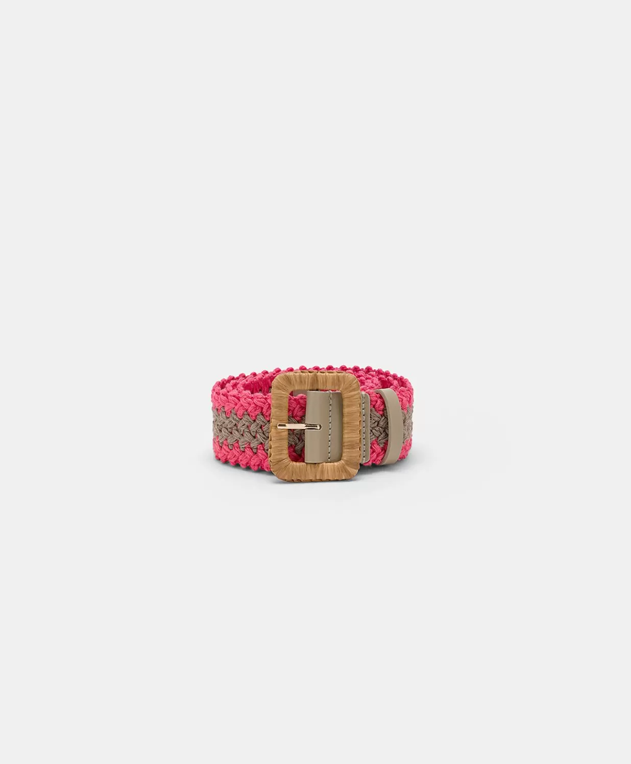 Momoni Ceintures>Ceinture Malika Avec Boucle En Raphia - Sable/Rose