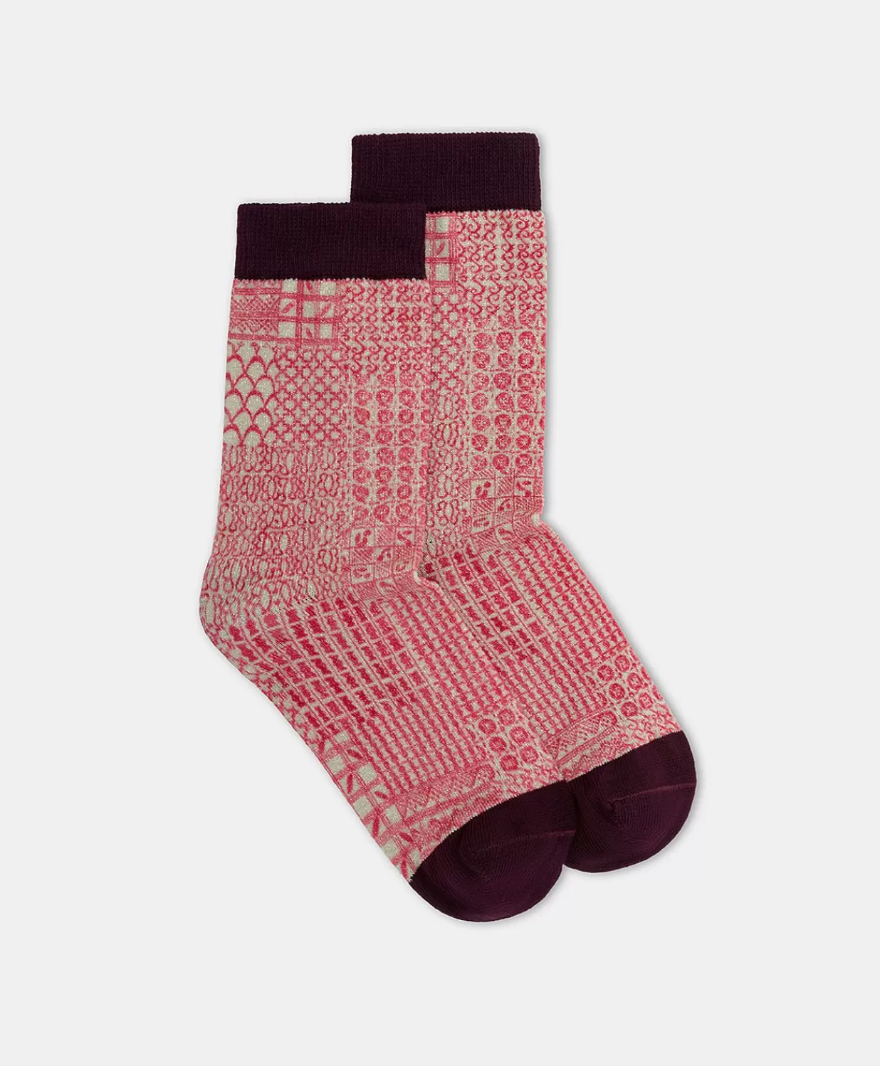 Momoni Chaussettes>Chaussettes Imprimees Paraiso - Creme/Corail