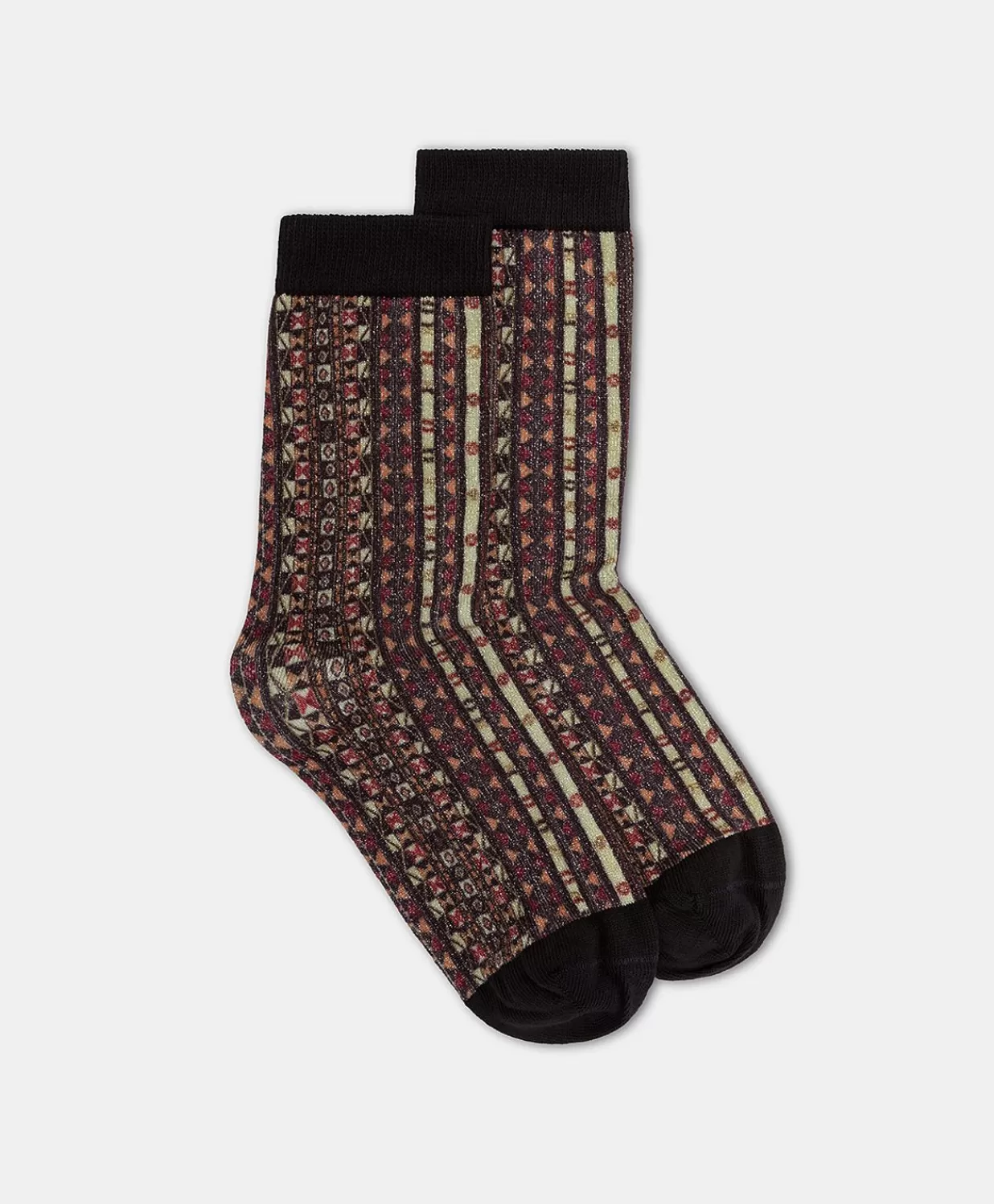 Momoni Chaussettes>Chaussettes Imprimees Paraiso - Noir Multicolore