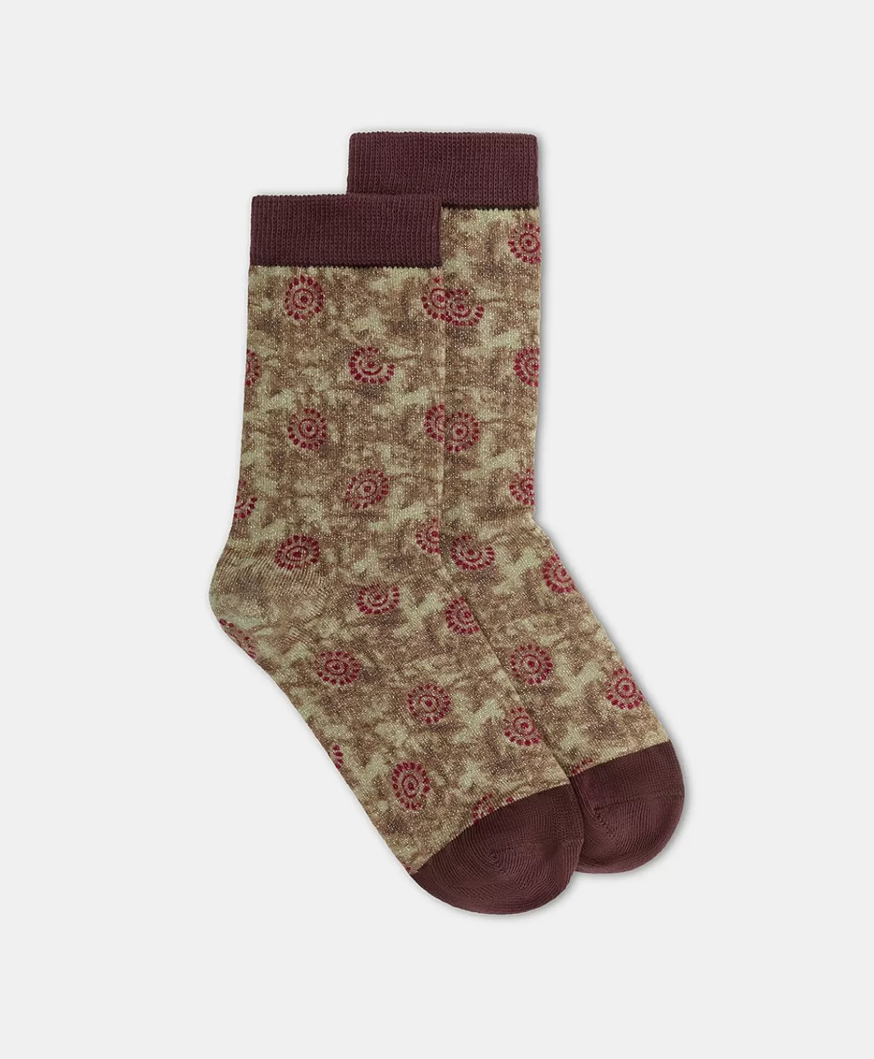 Momoni Chaussettes>Chaussettes Imprimees Paraiso - Sable/Vin