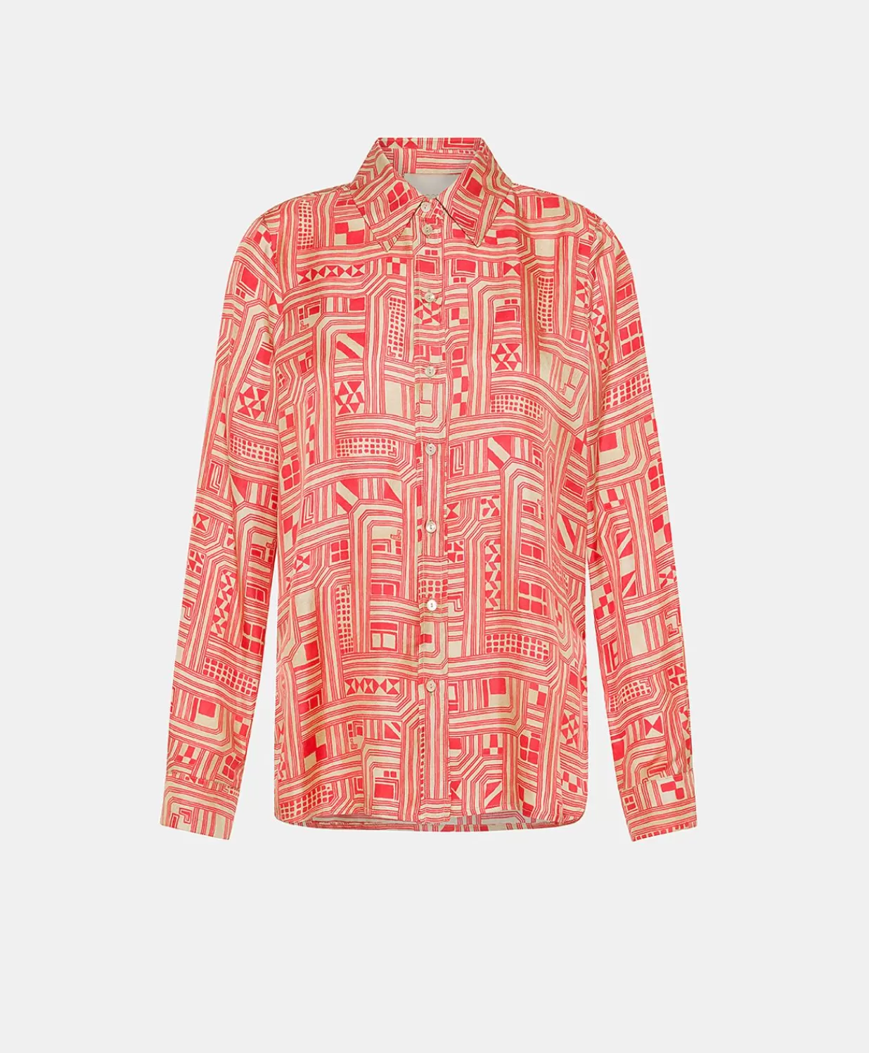 Momoni Costumes Et Costumes>Chemise Arles En Serge De Soie - Beige/Corail