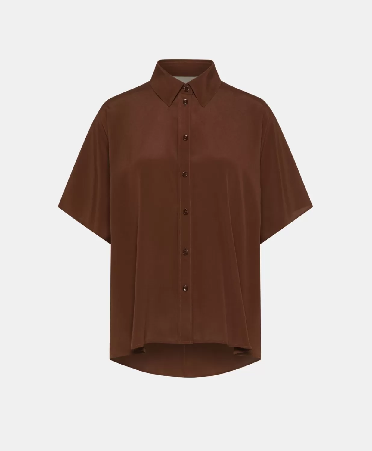 Momoni Chemisiers Et Chemises>Chemise Brooklyn En Acetate De Soie - Chocolat