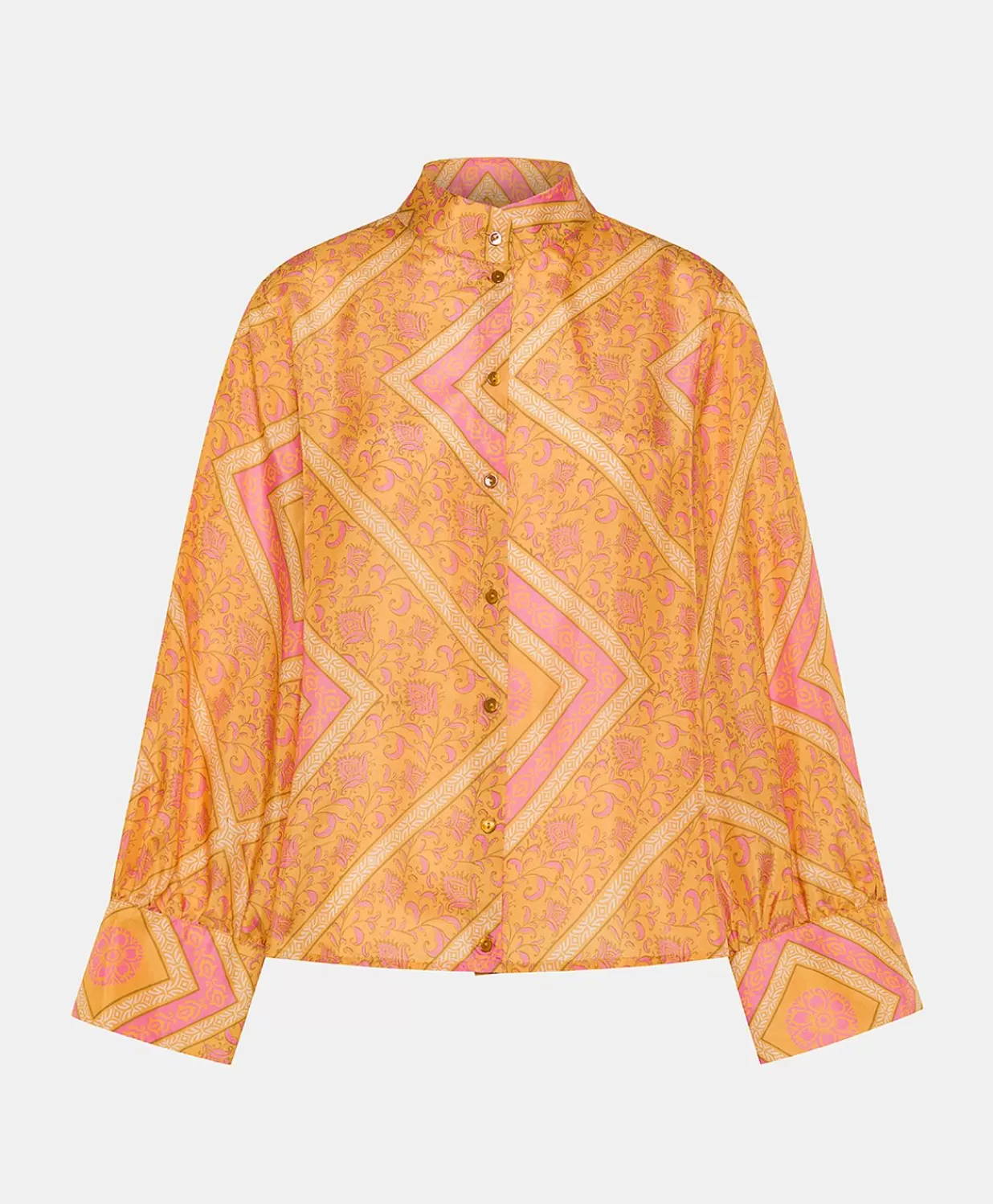 Momoni Chemisiers Et Chemises>Chemise Franklin En Haboutai De Soie - Orange/Fuchsia