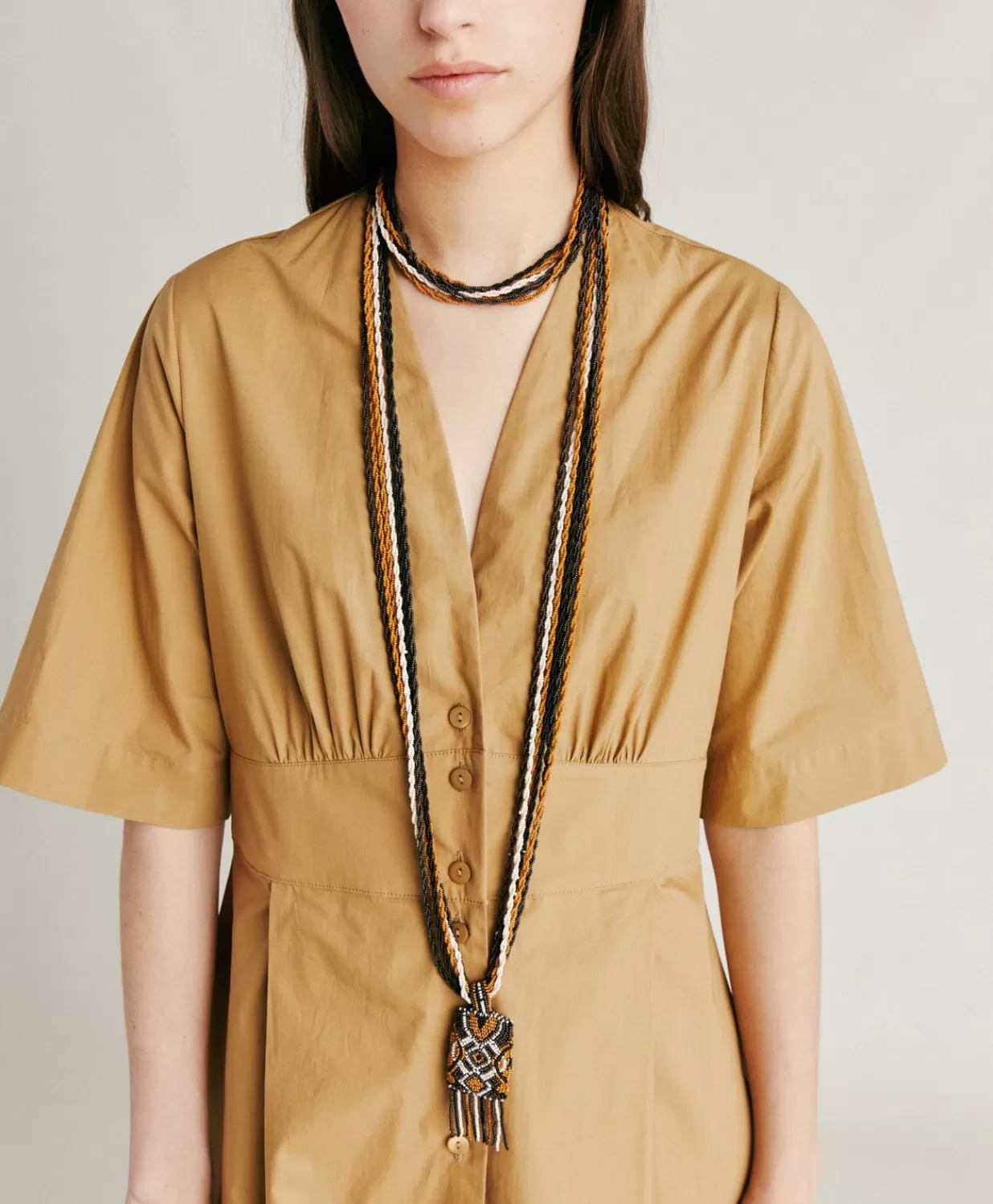 Momoni Bijoux>Collier Vidrier Avec Perles - Cacao Multicolore