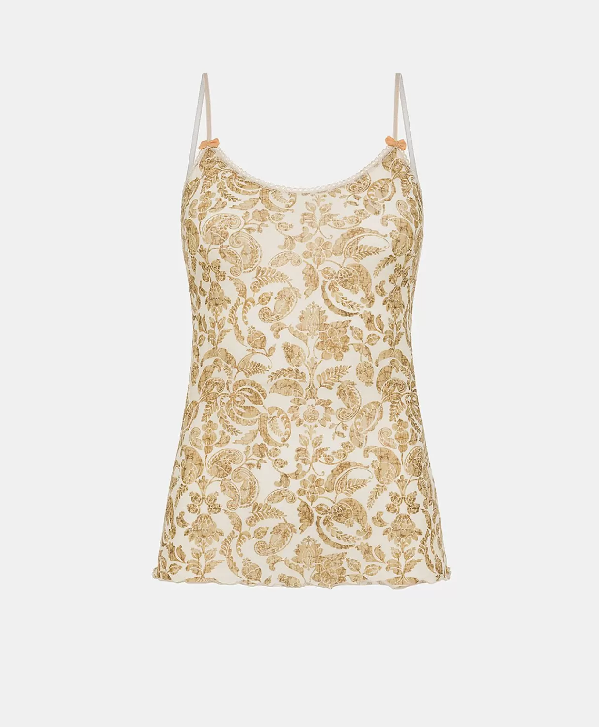 Momoni Bodys Et SurVêtements>Haut En Nylon Imprime Airelle - Creme / Multicolore