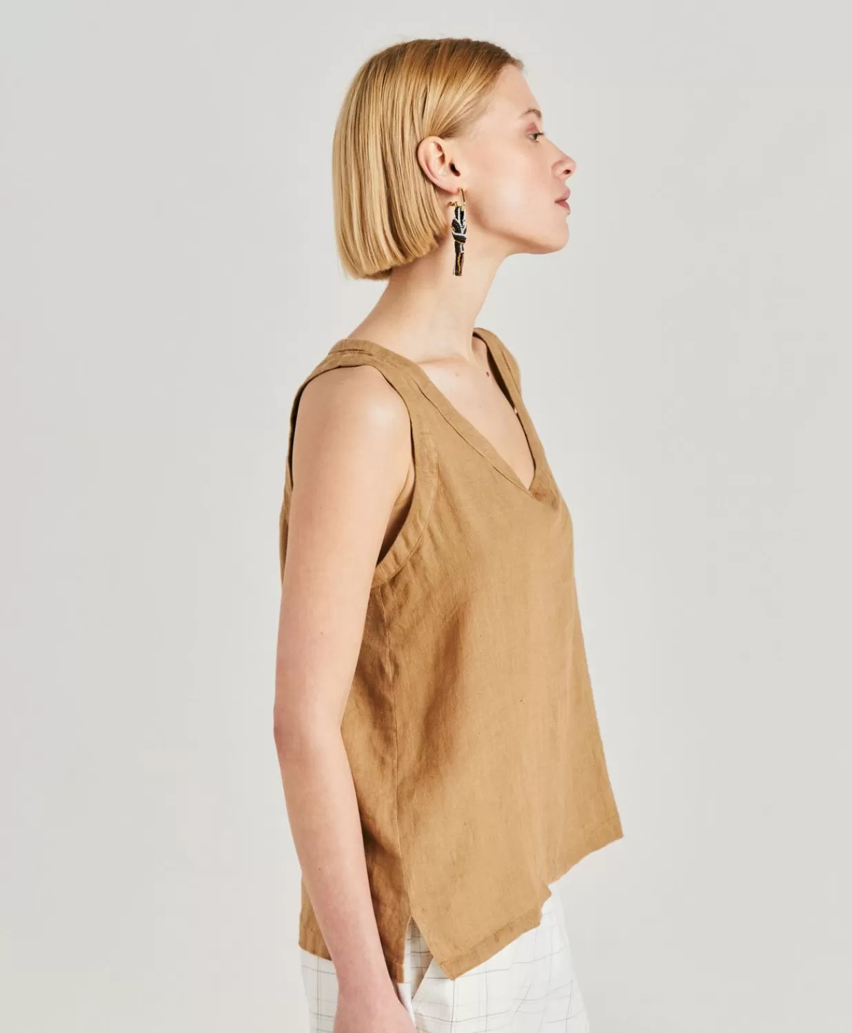 Momoni T-Shirts Et Hauts>Haut Mola En Lin - Sable