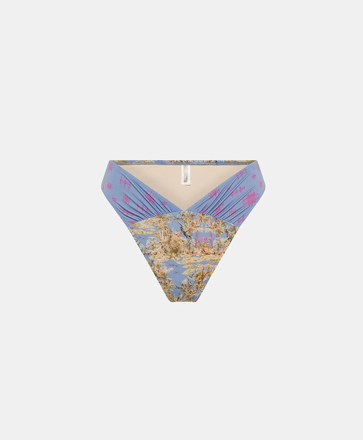 Momoni Maillots De Bain>Maillot De Bain Slip Avec Jambe Haute Serina - Multicolore Bleu Clair