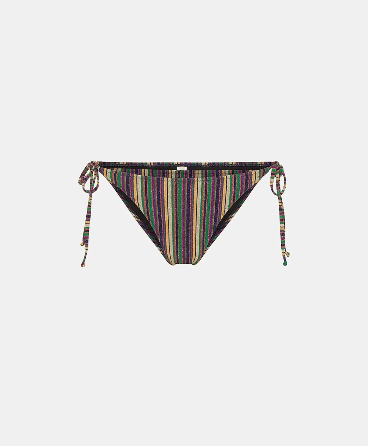 Momoni Maillots De Bain>Maillot De Bain Slip Malene En Jersey Lurex Raye - Vert Multicolore