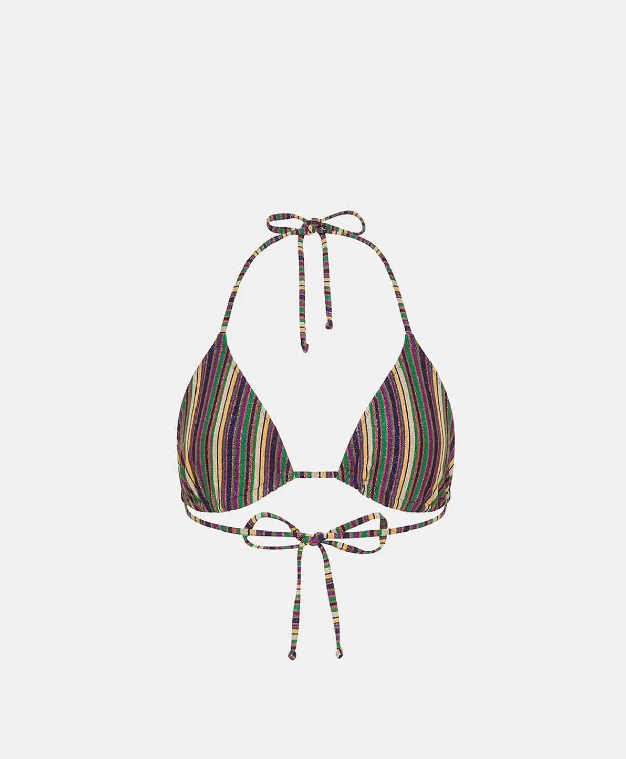Momoni Maillots De Bain>Maillot De Bain Triangle Marine En Jersey Lurex Raye - Vert Multicolore
