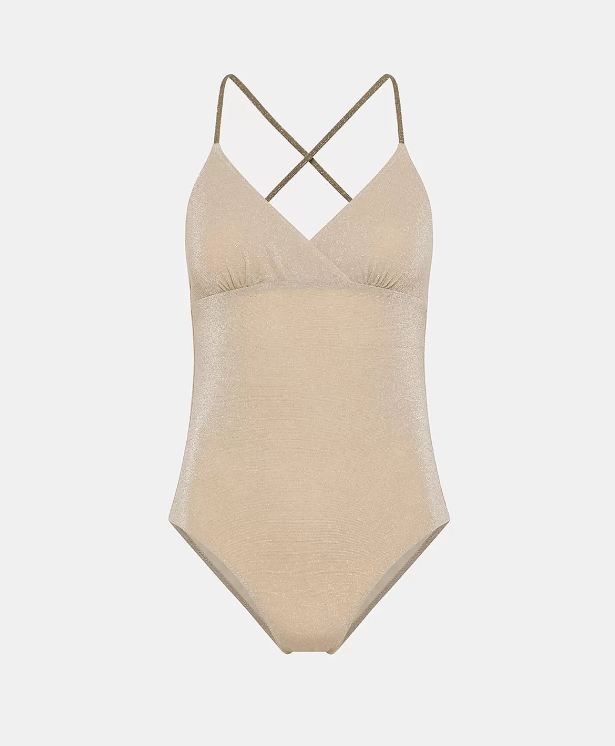 Momoni Maillots De Bain>Maillot De Bain Une Piece D'Ete En Jersey Lurex - Sable/Boue