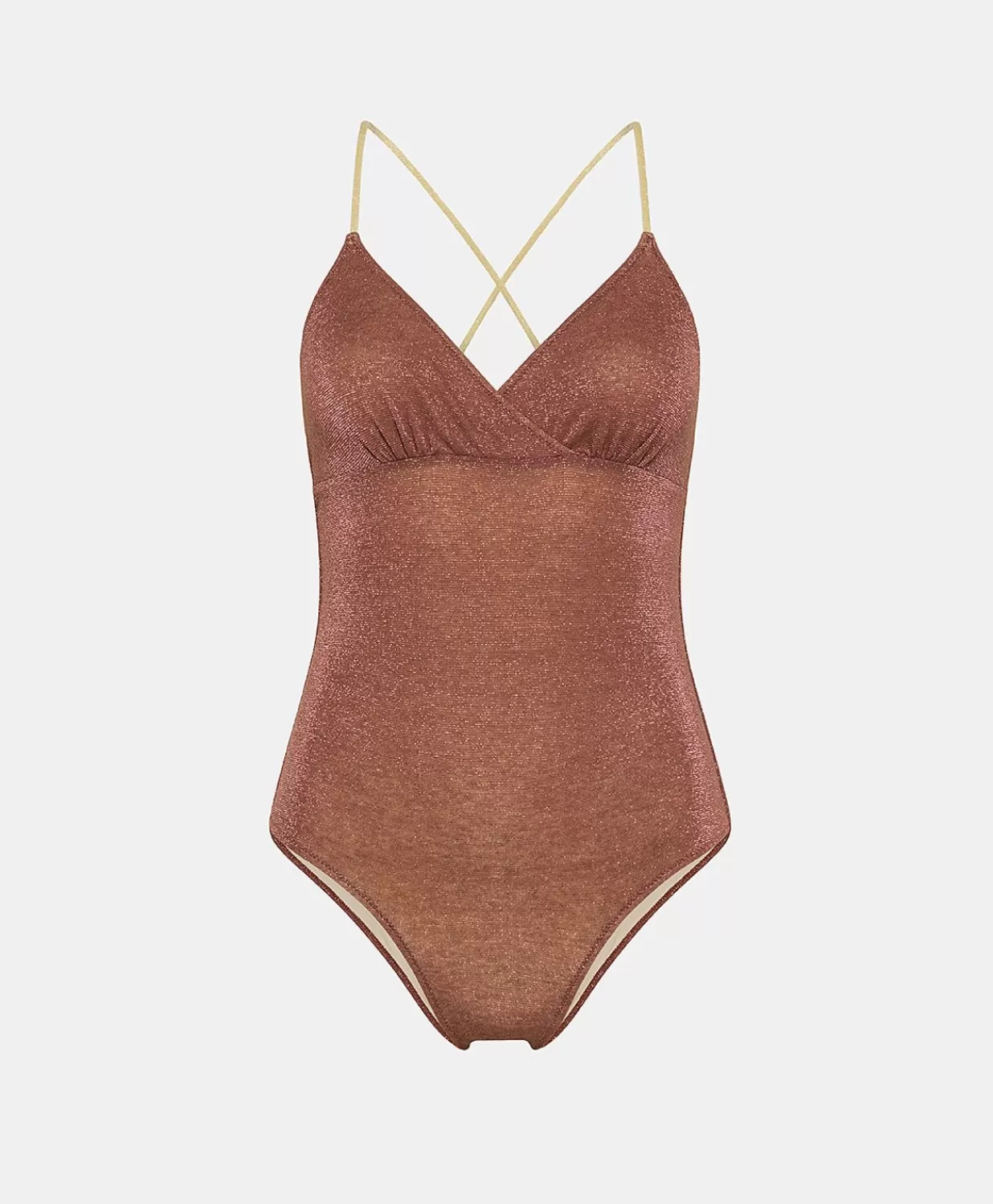 Momoni Maillots De Bain>Maillot De Bain Une Piece D'Ete En Jersey Lurex - Terre Cuite/Acide