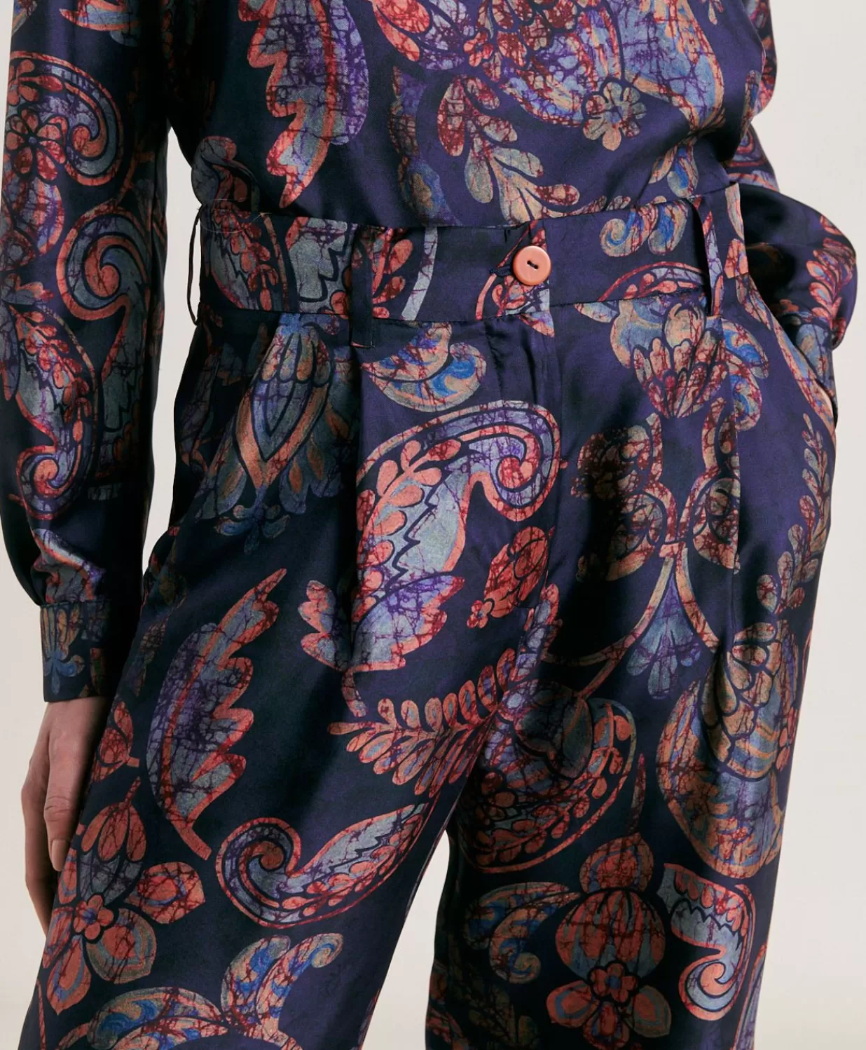 Momoni Costumes Et Costumes>Pantalon Austin En Serge De Soie - Multicolore Bleu Nuit