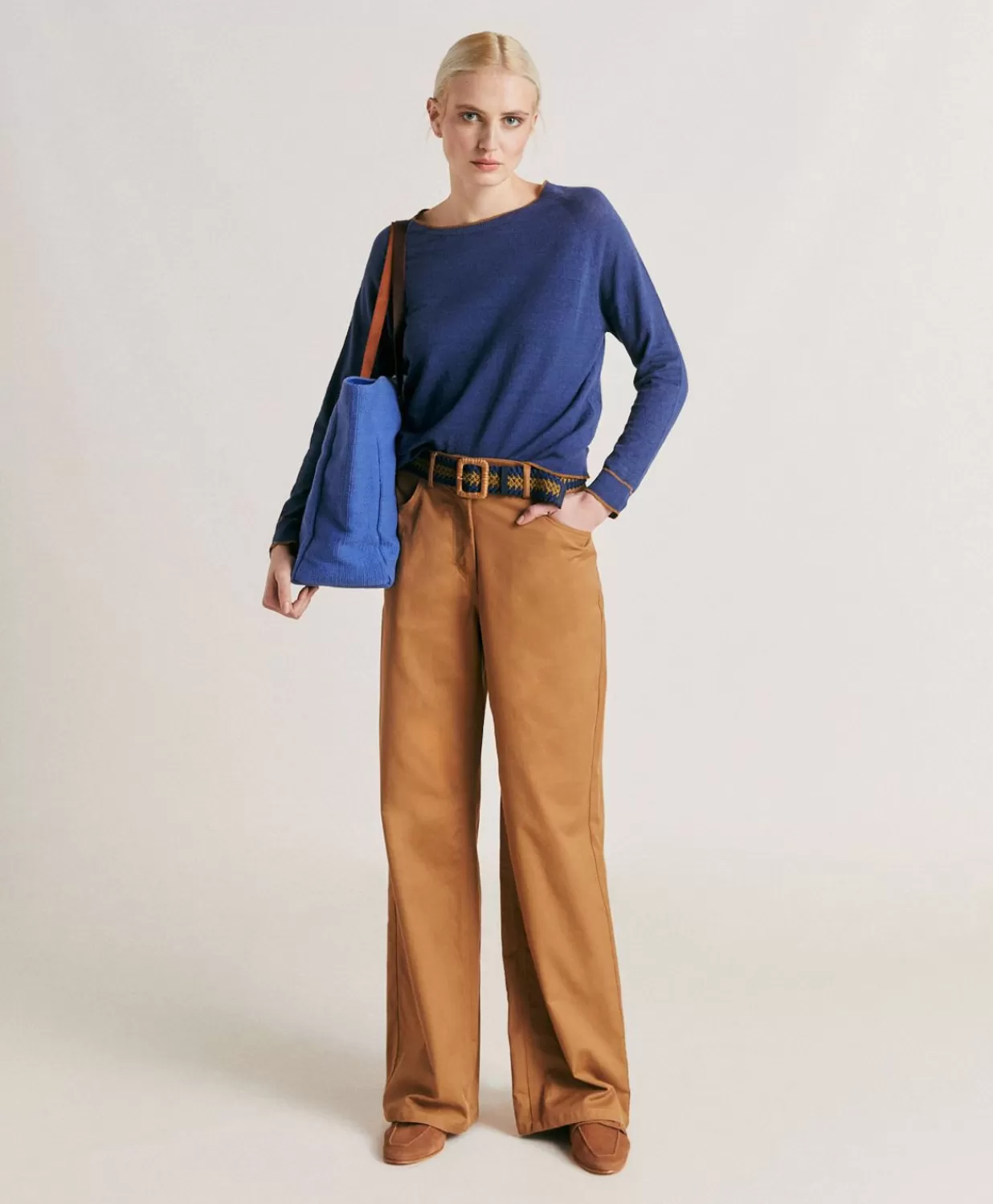 Momoni Pantalons Et Shorts>Pantalon En Gabardine Olivina - Caramel