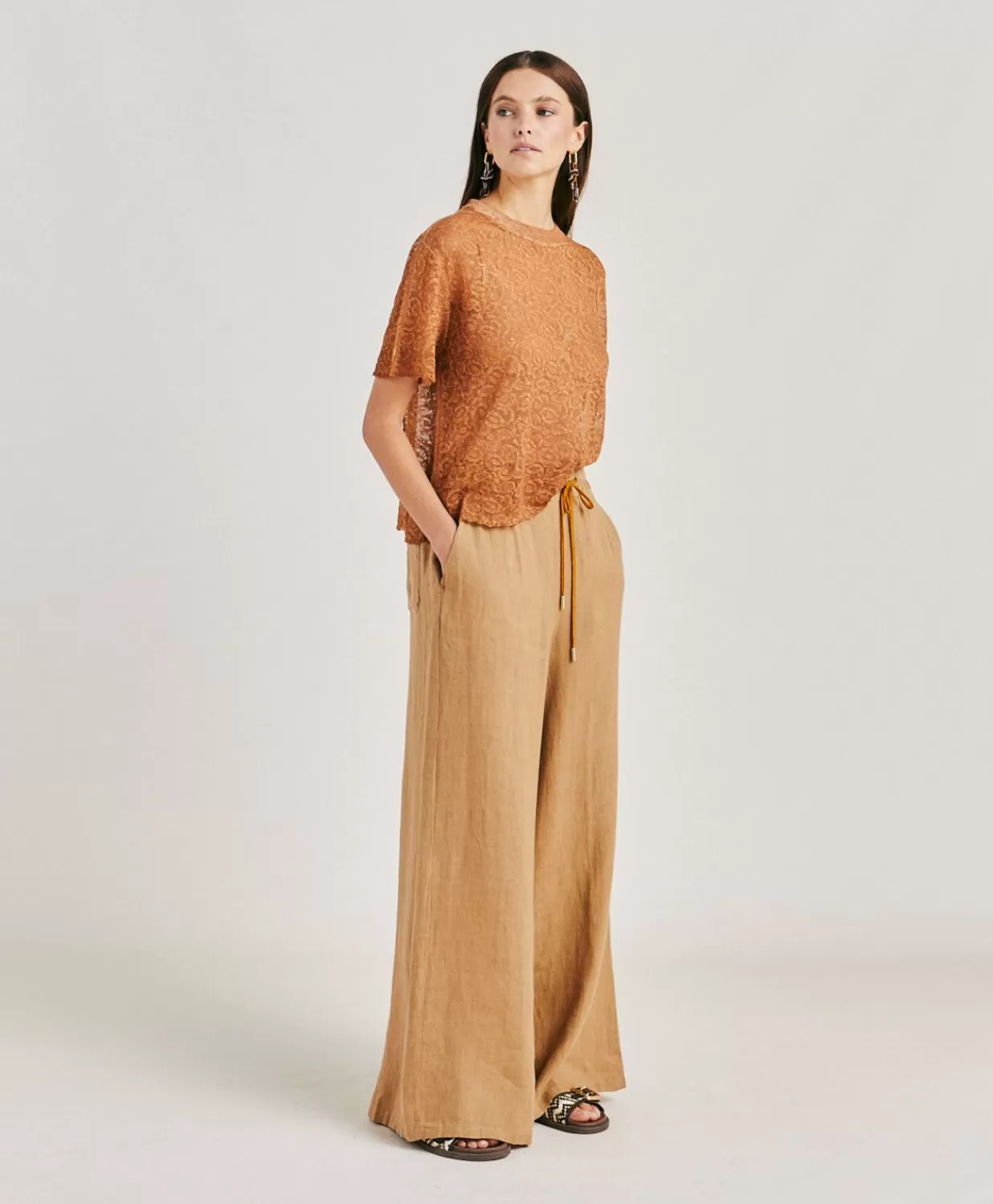 Momoni Pantalons Et Shorts>Pantalon En Lin Aliterru - Sable