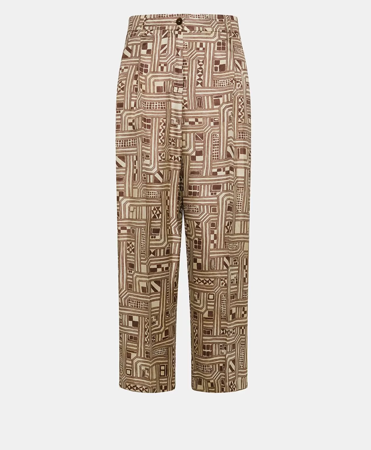 Momoni Pantalons Et Shorts>Pantalon En Serge De Soie Magnisi - Beige/Tabac