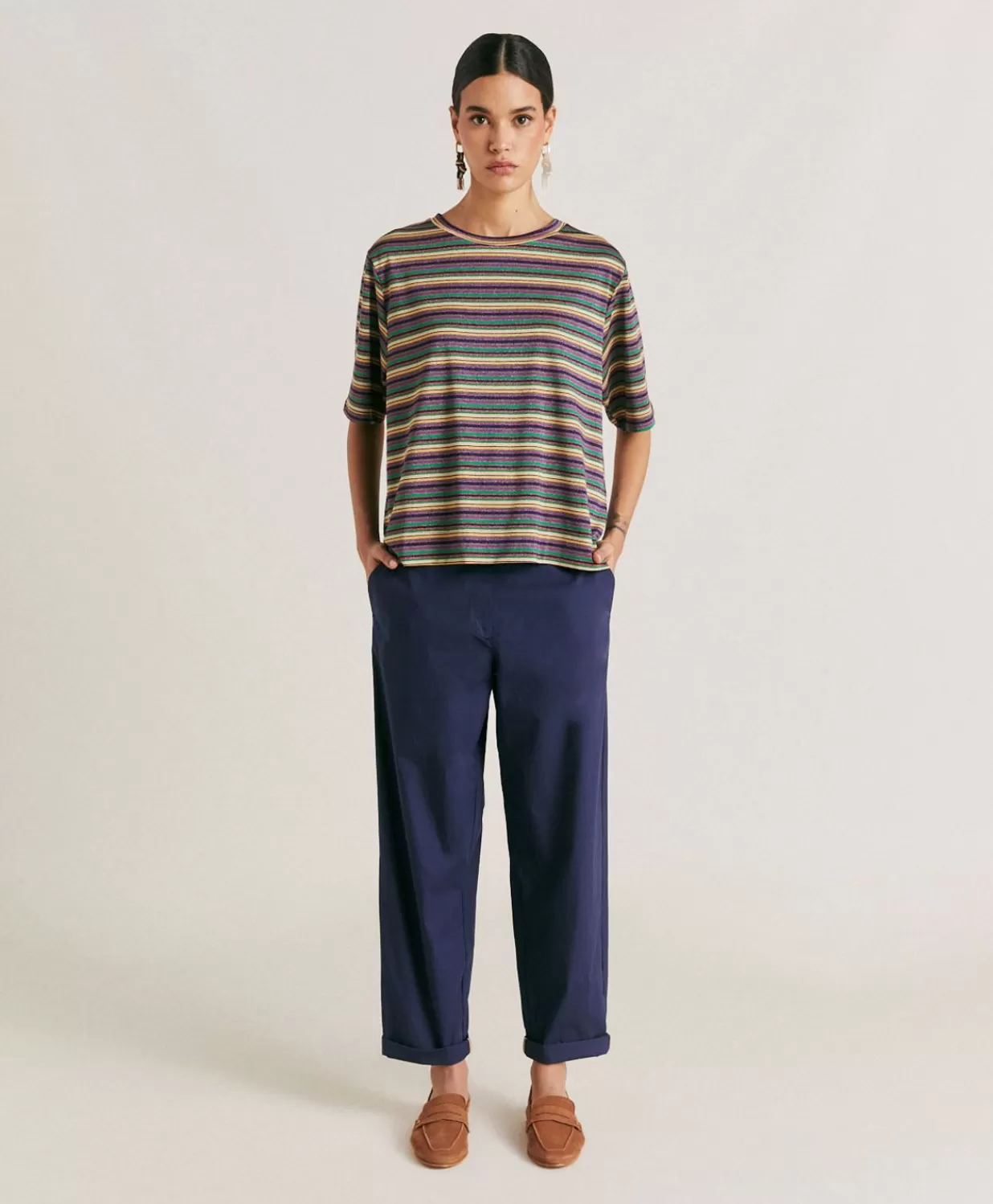 Momoni Pantalons Et Shorts>Pantalon Idaho En Popeline - Bleu