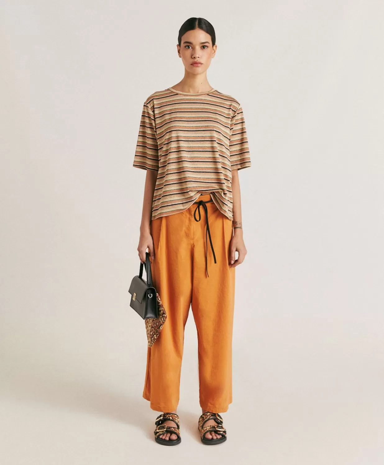 Momoni Pantalons Et Shorts>Pantalon Ilda En Lin Coton - Papaye