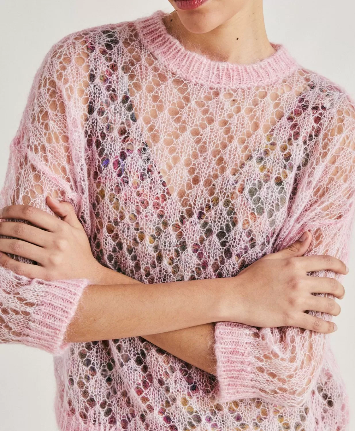 Momoni Tricots>Pull Campanula En Mohair Doux - Rose Bebe