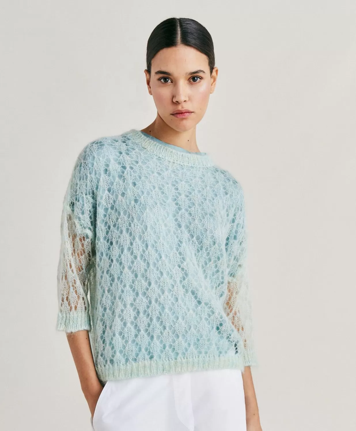 Momoni Tricots>Pull Campanula En Mohair Doux - Turquoise