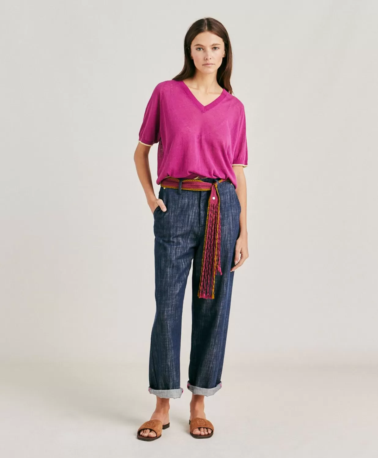 Momoni Tricots>Pull En Lin Edie - Cyclamen