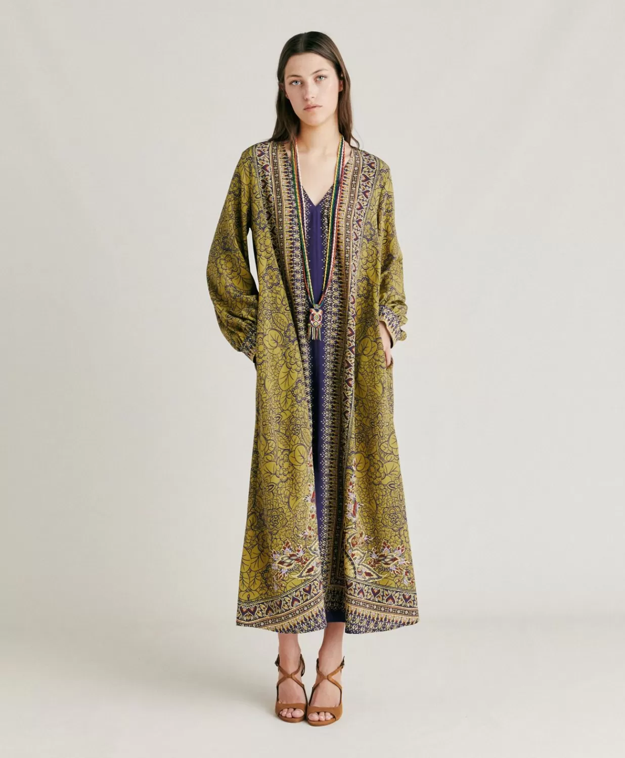 Momoni Vêtements>Robe Adelma Crepe De Chine - Bleu Multicolore
