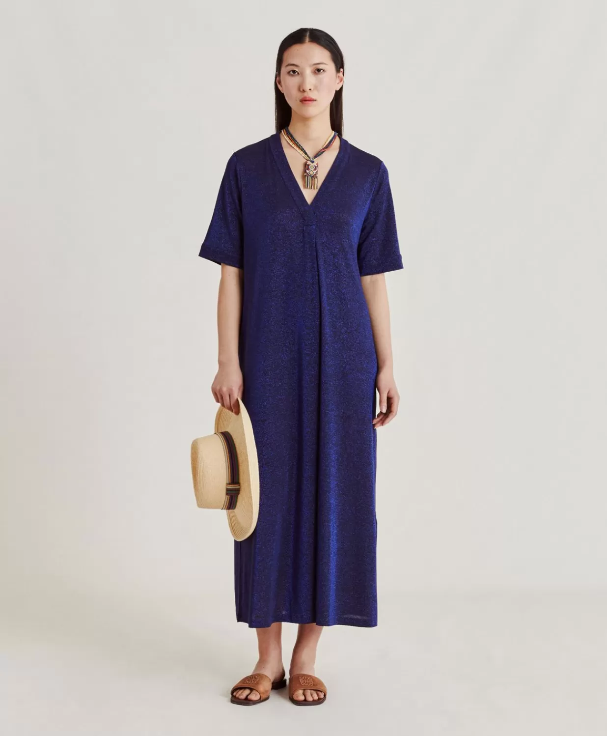 Momoni Vêtements>Robe Altamura En Jersey Lurex - Bluette