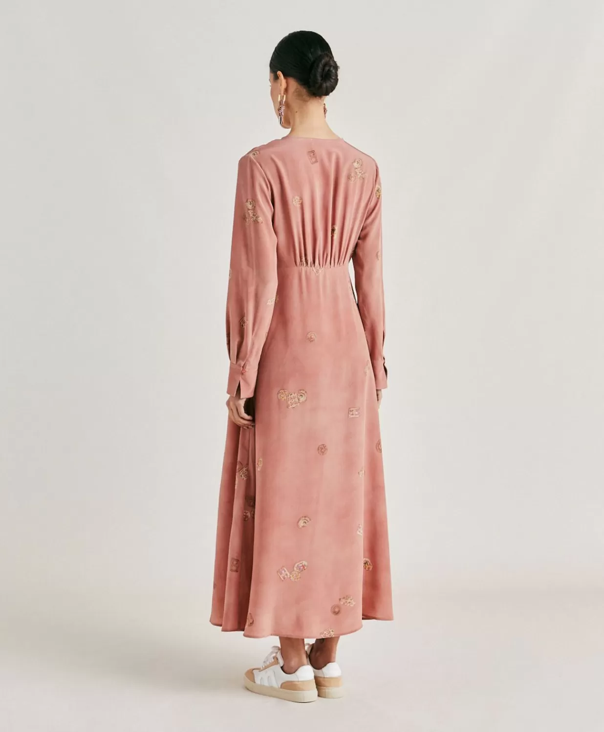 Momoni Vêtements>Robe Cala Junco En Crepe De Chine - Rose Multicolore