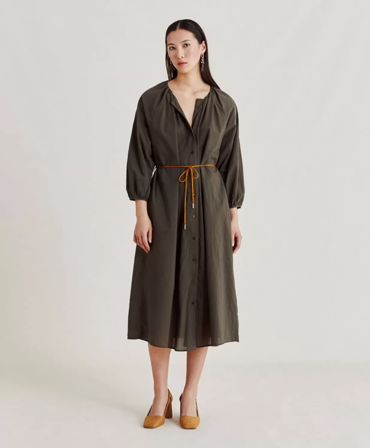 Momoni Vêtements>Robe Caldes Avec Voile De Coton - Armee