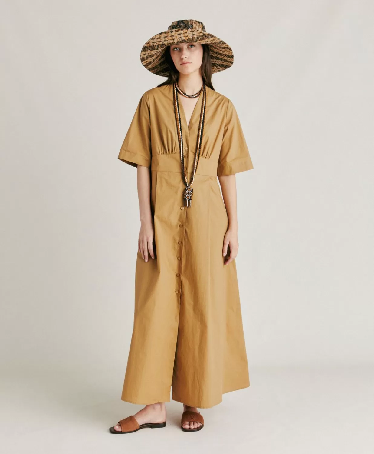 Momoni Vêtements>Robe En Popeline Martinella - Sable