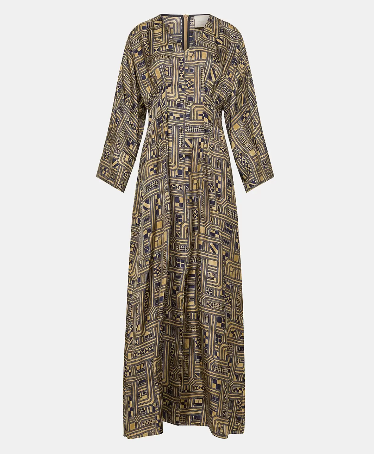 Momoni Vêtements>Robe Fortuna En Serge De Soie - Or/Bleu