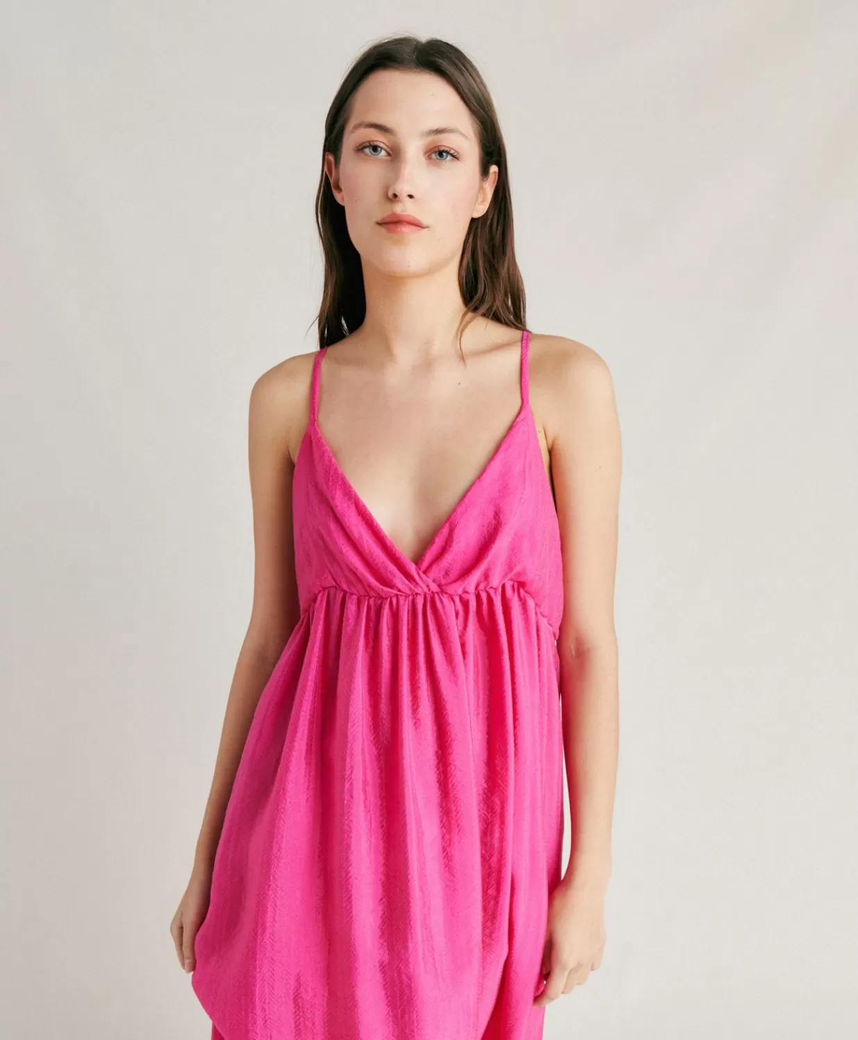 Momoni Vêtements>Robe Marisol Cupro Jacquard - Fuchsia