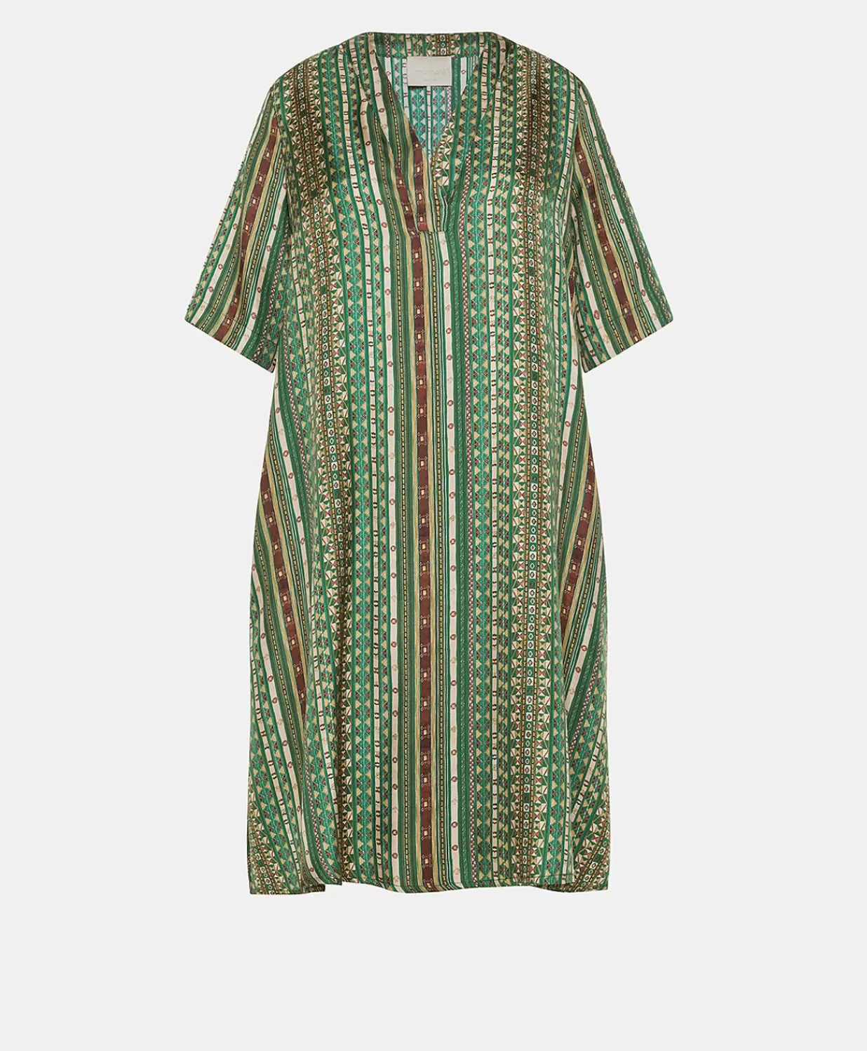 Momoni Vêtements>Robe Sarraina En Serge De Soie - Vert/Multicolore
