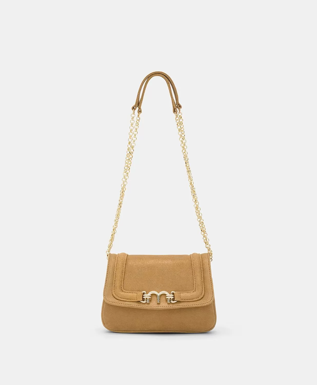 Momoni Sacs Et Pochettes>Sac Mimi Flore En Cuir Lame - Caramel