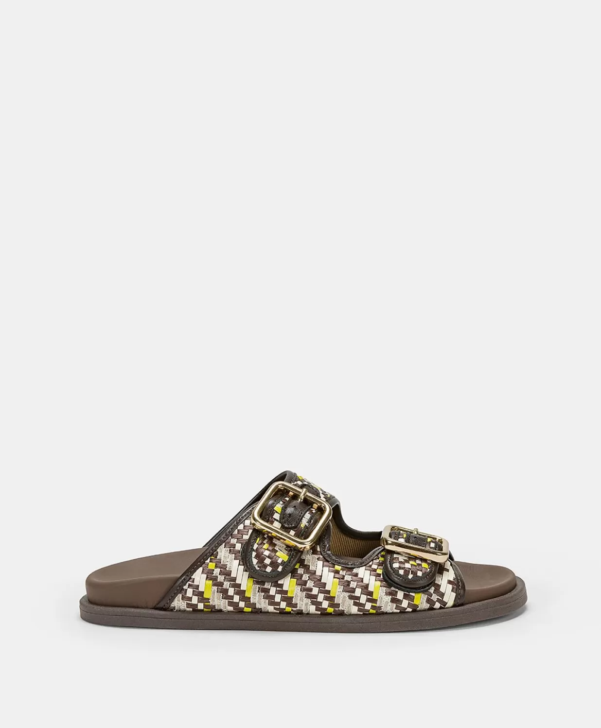 Momoni Chaussures>Sandales Chamorro Avec Tissage - Marron / Multicolore