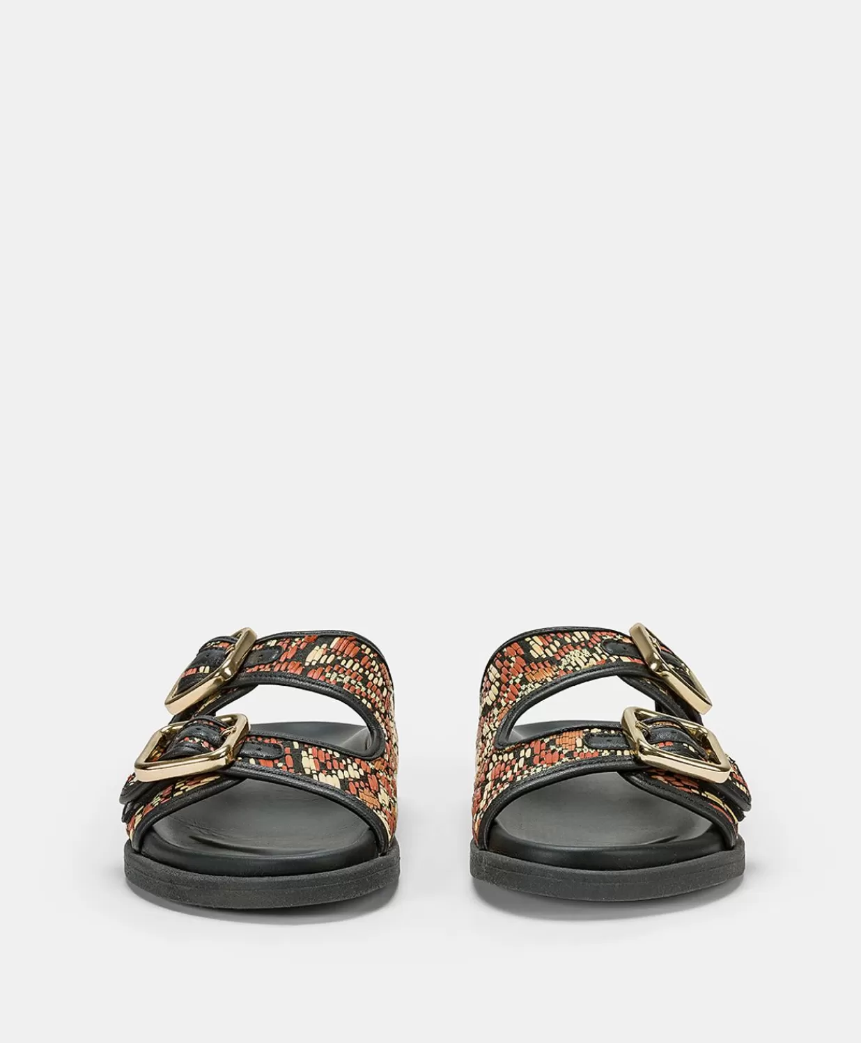 Momoni Chaussures>Sandales Chamorro Avec Tissage - Noir Multicolore