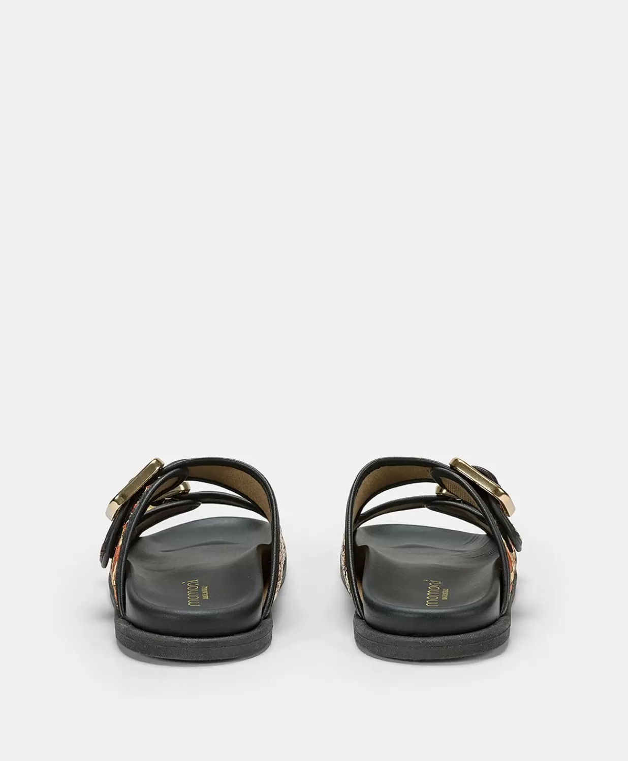 Momoni Chaussures>Sandales Chamorro Avec Tissage - Noir Multicolore