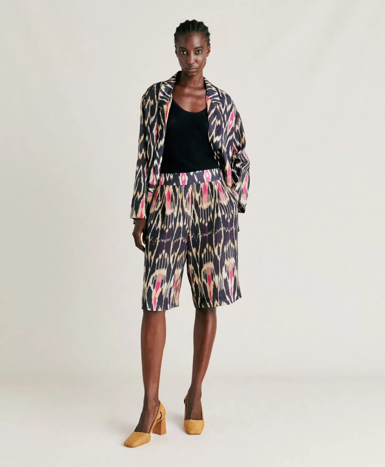 Momoni Costumes Et Costumes>Short Nina En Lin Viscose - Bleu Multicolore